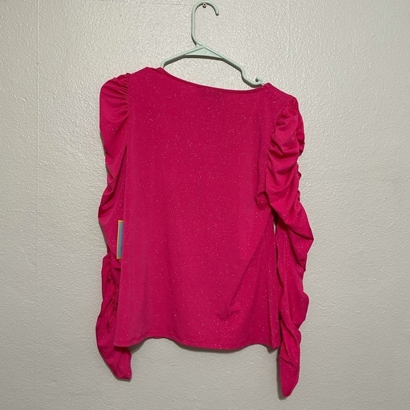 Hot Pink Barbiecore Barbie Ruched Longsleeve Top NWT​ - Picture 2 of 5